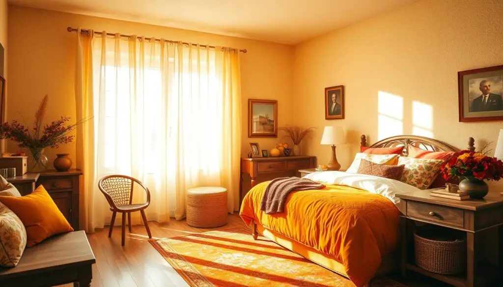 warm tones in bedroom